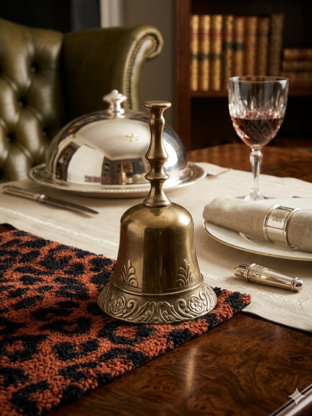 Vintage Brass Dinner Bell | Antique Style Ornate Table Service, Large 6” Bell